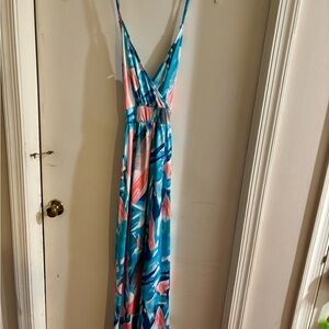 SHEIN Blue and Pink Maxi Dress